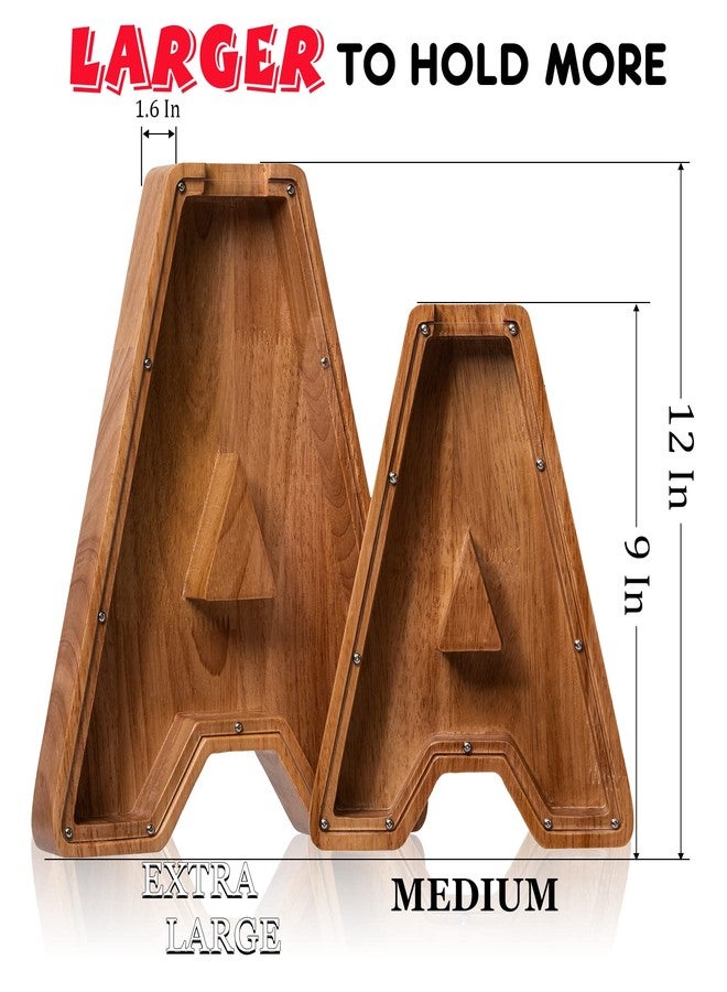 ladenk Piggy Bank for Kids Boys Girls, Wooden Large Letter Piggy Bank Alphabet Money Bank with Initial M, Coin Bank Fun Gifts for Birthday, Christmas, Festival, Baby Shower - Image 2